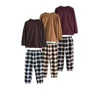 NEXT Garçon Pyjamas tissés à Carreaux, Lot de 3 Burgundy Red/Brown 9 Ans