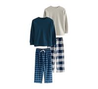 NEXT Garçon Pyjamas tissés à Manches Longues et Carreaux, Lot de 2 Bleu/Gris 10 Ans