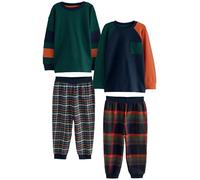 NEXT Garçon Pyjamas tissés à Manches Longues et Carreaux, Lot de 2 Green/Orange 12 Ans