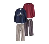 NEXT Garçon Pyjamas tissés à Manches Longues et Carreaux, Lot de 2 Navy/Burgundy 9 Ans