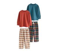 NEXT Garçon Pyjamas tissés à Manches Longues et Carreaux, Lot de 2 Orange 16 Ans