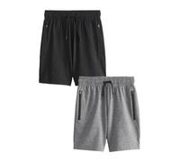 NEXT Garçon Short de Sport légers, Lot de 2 | Coupe standard, Taille mi-haute, Fermeture zippée