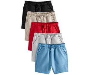 NEXT Garçon Short en Jersey 100% Coton, Lot de 5 Gris/Bleu Marine/Rouge 3 Mois-6 Mois