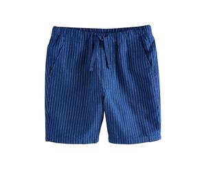 NEXT Garçon Short en Lin mélangé à Enfiler, Lot de 1 Bleu Marine rayé 5 Ans