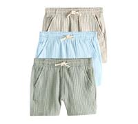 NEXT Garçon Short texturé Doux à Enfiler, Lot de 3 Neutral/Sage Green/Pale Blue 2 Ans-3 Ans