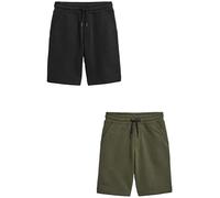 NEXT Garçon Shorts Basiques en Jersey, Lot de 2 Noir/Kaki Vert 10 Ans
