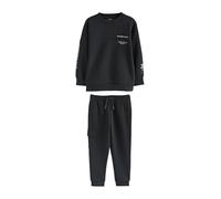 NEXT Garçon Sweat à capuche ras du cou style militaire et pantalon de jogging Noir 8 Ans