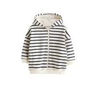NEXT Garçon Sweat à Capuche zippé Ecru White/Navy Blue Stripe 5 Ans-6 Ans