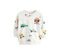 NEXT Garçon Sweat Ras du Cou imprimé sur l’Ensemble Ecru Off White Cars 4 Ans