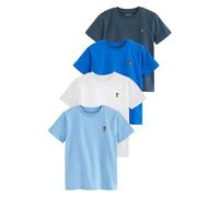 NEXT Garçon T-Shirt à Manches Courtes et cerf brodé, Lot de 4 Bleu 6 Ans