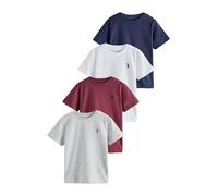 NEXT Garçon T-Shirt à Manches Courtes et cerf brodé, Lot de 4 Burgundy Red/White 12 Ans