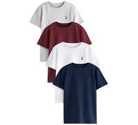 NEXT Garçon T-Shirt à Manches Courtes et cerf brodé, Lot de 4 Burgundy Red/White 7 Ans