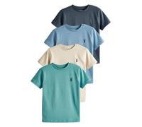 Next Garçon T-Shirt à Manches Courtes et cerf brodé, Lot de 4 Mineral Green/Blue 9 Ans