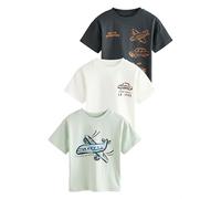 NEXT Garçon T-Shirt à Manches Courtes, Lot de 3 | 100 % coton, Coupe standard