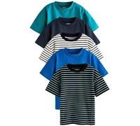 Next Garçon T-Shirt à Manches Courtes, Lot de 5 Rayures Bleues 9 Mois