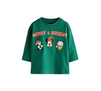 NEXT Garçon T-Shirt imprimé Mickey et Ses Amis à Manches Longues Dark Green Christmas 2 Ans-3 Ans