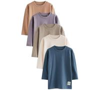 NEXT Garçon T-Shirt uni à Manches Longues 100% Coton, Lot de 5 Multi-Couleurs 4 Ans