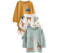 NEXT Garçon T-Shirts à Manches Longues avec Motif Animal, Lot de 3 Blue/Yellow Safari 4 Ans