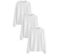 NEXT Garçon T-shirts manches longues 100% coton, lot de 3 Blanc 7 Ans-8 Ans