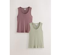 Next Gilet à encolure en Tencel Premium 2 Pack vert FR 36 (EU 34)