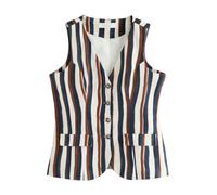Next Gilet de costume écru / marine / marron, Taille 48