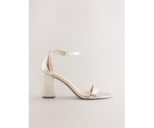 Next Gold Extra Wide Fit Block Heel Sandals