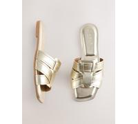 Next Gold Extra Wide Fit Forever Comfort Stitched Mule Sandals