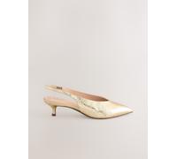 Next Gold Extra Wide Fit Point Toe Low Slingback Kitten Heels Shoes Gold EU 37 XW (UK 4)