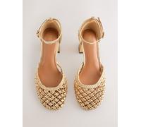 Next Gold Forever Comfort Floral Weave Block Heels Gold EU 35.5 (UK 3)