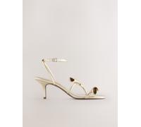 Next Gold Forever Comfort Leather Tulip Heeled Sandals