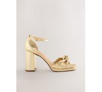 Next Gold Forever Comfort Twist Heeled Platform Sandals Gold EU 39 (UK 6)