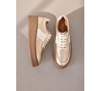 Next Gold Lace Up Signature Premium Leather Chunky Wedge Lace-Up Trainers