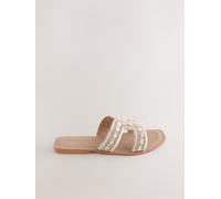 Next Gold Leather Extra Wide Fit Forever Comfort Mules