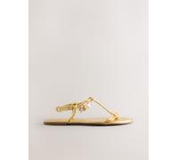 Next Gold Leather Forever Comfort Charm Detail Sandals