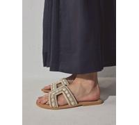 Next Gold Leather Standard/Wide Fit Forever Comfort Embellished Mules