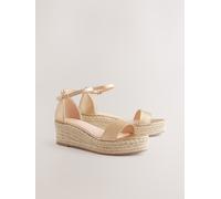 Next Gold Round Toe Flatform Espadrilles Wedges Sandals