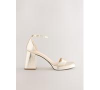 Next Gold Square Toe Platform Flare Heels