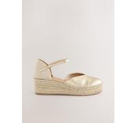 Next Gold Standard/Wide Fit Closed Toe Platform Espadrille Wedges