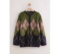 Next Green and Navy Blue Argyle Knitted Jacket Cardigan
