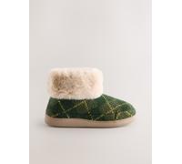 Next Green Argyle Knit Faux Fur Slipper Boots