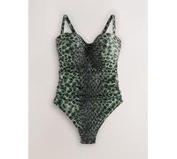 Next Green/Black Leopard Print F-K Ultimate Support Tummy Control Wired Bandeau Swimsuit