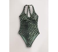 Next Green/Black Leopard Print Halterneck Tummy Control Swimsuit