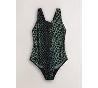 Next Green/Black Leopard Print High Neck Period Swimsuit