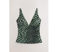 Next Green/Black Leopard Print Plunge Tummy Control Tankini Top