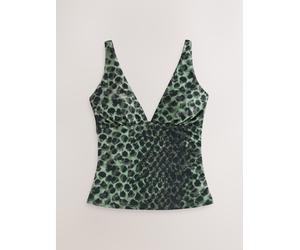 Next Green/Black Leopard Print Plunge Tummy Control Tankini Top