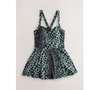Next Green/Black Leopard Print Tummy Control Skirted Swim Dress