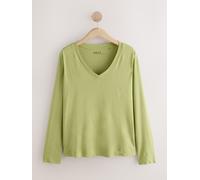 Next Green Cotton Modal Blend Slouch Long Sleeve T-Shirt