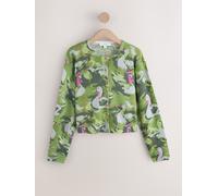 Next Green Duck Print Crew Neck Knitted Cardigan