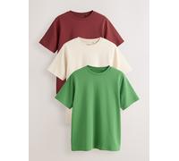 Next Green/Ecru/Red Heavyweight Basic T-Shirts 3 Pack