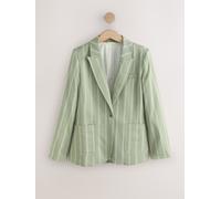 Next Green/Ecru Stripe N. Premium Single Breasted Blazer with Linen